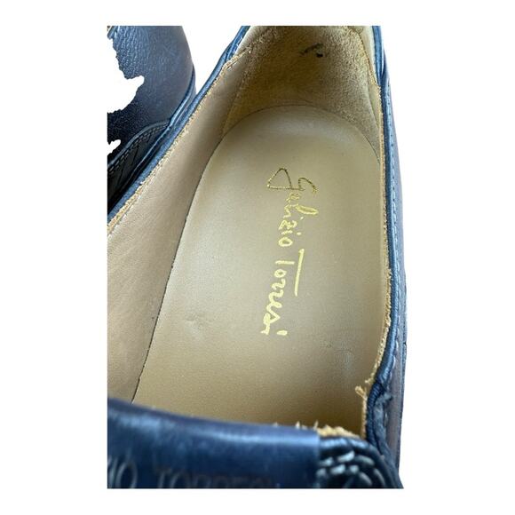 Galizio Torresi Men’s slip on Leather  navy Blue shoes loafers Size 8.5/9|42 EU main image 4